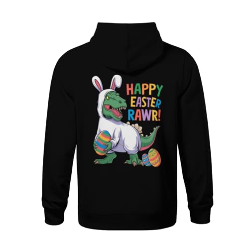 Kids Easter Day Dinosaur Funny Happy Eastrawr T-Rex Easter Boys Girls Lightweight Kangaroo Pocket Hoodies3
