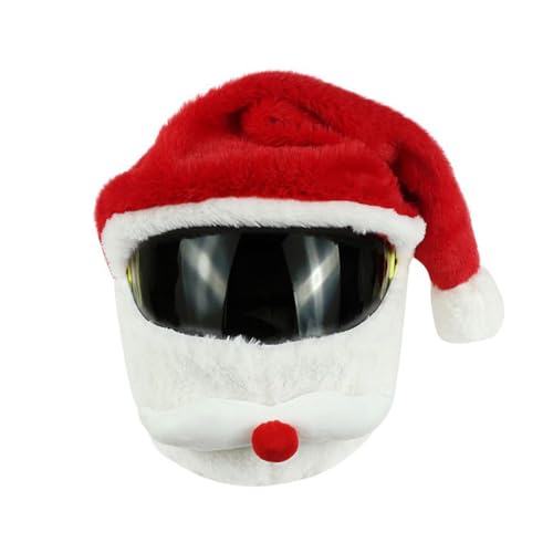 Feithmonic Capa para capacete de mota de pai Natal, capa capacete de motocicleta pelúcia universal, cobertura capacetes completos homens e mulheres peluche, contra poeira e arranhões, acessórios Natal