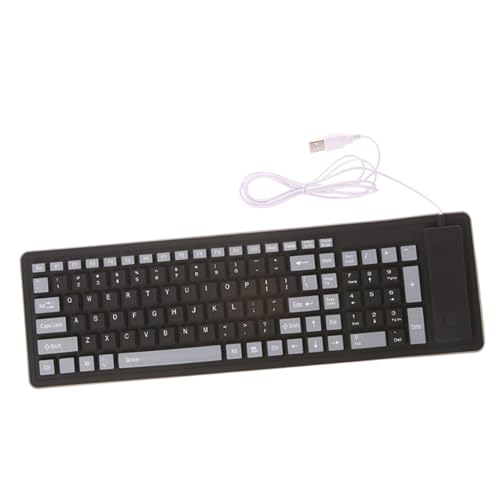 SHINEOFI Clavier Pliable en Silicone à 103 Touches Clavier USB Étanche Facile à Enrouler Noir pour Ordinateur