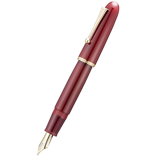Image of Jinhao 9019 Dadao Series Fountain Pen Wine Red Acrylic Gold Edge #8 Extra Fine Nib with Large Converter for Writing, Signature and Calligraphy