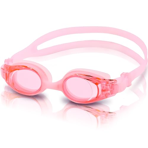 [Wal Base] ゴーグル 【子供のために設計されたスイミングゴーグル】【10色のカラーラインナップ】【柔らかいシリコンゴムで着け心地が良く水が入らない】 子供 小学生 水泳 水中メガネ (ピンク)