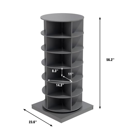 Image of HKLYRHIMO Rotating Storage Rack-American Design White-7-Tier Spinning Storage Rack,Free Standing 360 Revolving Shoe Organizer-for Bedroom,Livingroom,Hallway. (Gray,6-Tier with Base)