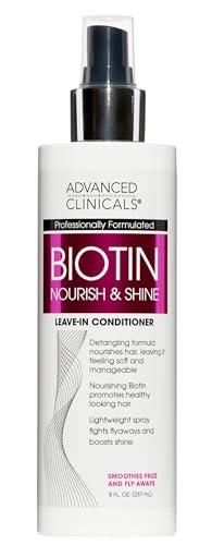 Advanced Clinicals Hair Spray Thicken & Shine Leave In Treatment, Nourishing Detangling Formula for Fine, Damaged, or Frizz Prone Hair, Supports Scalp Health for Strong Thick Hair, 8 Fl Oz