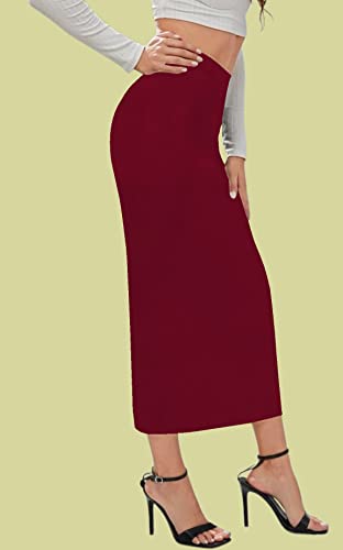 Image of Dream Beauty Fashion Casual Polyester Blend with Side Slit Black Skirt /Petticoat /Shapewear (Venue Skirt-1P)