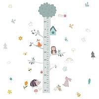 SUPERDANT Cartoon Animals Height Growth Chart Wall Sticker Big Tree Animal Owl Height Measure Decals with Sun Flower Rainbow Wall Decor for Nursery Kids Bedroom Decoration Children's Day Gift 40-140cm