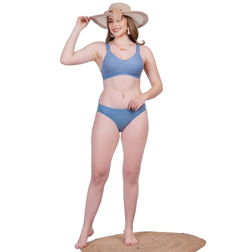 Image of Women Non Padded Bra in B & C Cup - Made of Pure Cotton Full Coverage Non Wired Soft Cup for T-Shirt Saree Dress Sports Garment for Daily Use Everyday