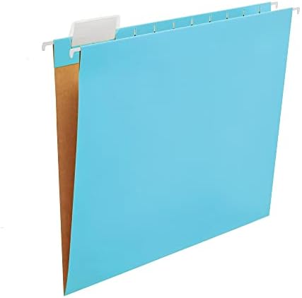 Y YOMA 25 Pack Colored Hanging File Folder Letter Size Decorative File Folder Cute Pretty Reinforced Hanging Folder Organizer for Filing Cabinet Office Home with 1/5-Cut Adjustable Tabs, Turquoise