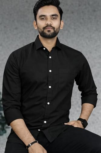 Image of Men Cotton Blend Full Sleeve Shirt for Man | Casual Business Party Festival Regular Fit, Long Sleeve with Chest Pocke | Formal Shirt for Men