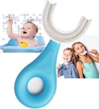 U Shaped Silicone Brush Head for 360 Degree Cleaning Suitable For 2-6 Years, Multicolor (Pack of 1)-image-1