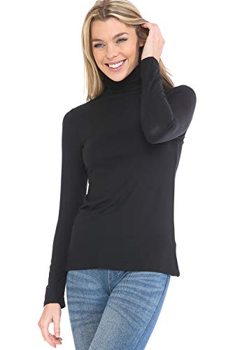 Image of Women's Lightweight Long Sleeve Turtleneck Top Pullover Sweater (S-3XL)