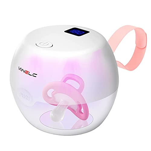 Pacifier Sterilizer, VANELC Portable UV-C Sanitizer with USB Rechargeable, Mini UV Light Sanitizer Box Eliminates 99.99% of Germs in 180 Seconds, Baby Pacifier Holder Case for Travel, BPA Free