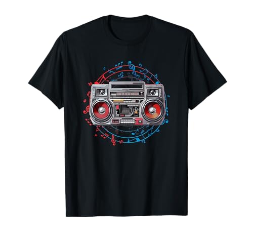 Retro 80's Boom Box Ghetto Blaster Radiostapel T-Shirt