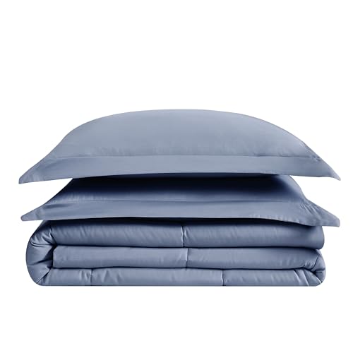 London Fog Garment Washed Solid Comforter Set Blue Microfiber 3-Piece Full/Queen Comforter Set, Solid Themed, Adult and Teen, Oeko-TEX Certified - Image 3