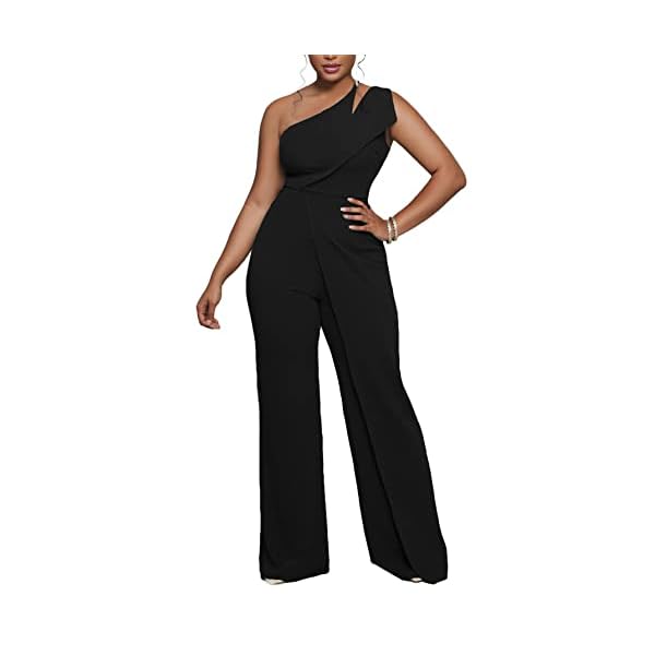 Vrtige-Womens-One-Shoulder-Sleeveless-High-Waist-Wide-Leg-Long-Pants-Jumpsuit-Romper Vrtige Women's One Shoulder Sleeveless High Waist Wide Leg Long Pants Jumpsuit Romper Black# Medium