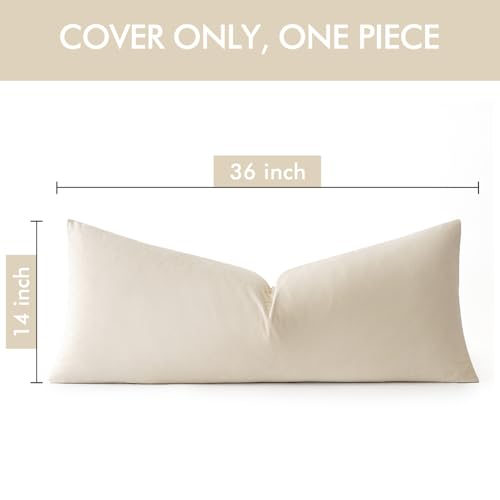 Image of MIULEE Velvet Pillow Cover Soft Luxury Decorative Throw Pillow Cover Single Rectangle Long Body Lumbar Cushion Case for Couch Sofa Bedroom Car Decor,14x36 Inch Cream White