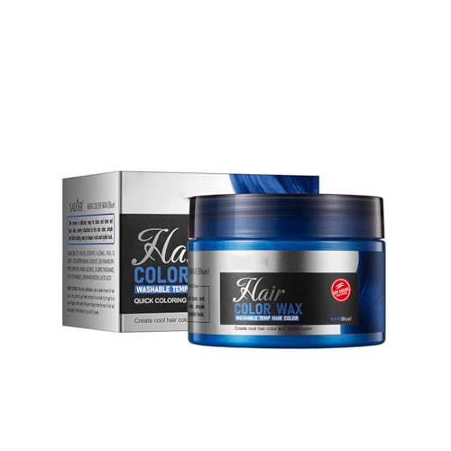 Mikabila 04 Cera de Color Para el Cabello,Cera pelo Natural Temporal,Cera Pelo DIY,Fórmula Planta Lavable Cera de Peinado Natural Mate,Cera Pelo Natural Aplicar Para Cosplay Party Halloween (Azul)