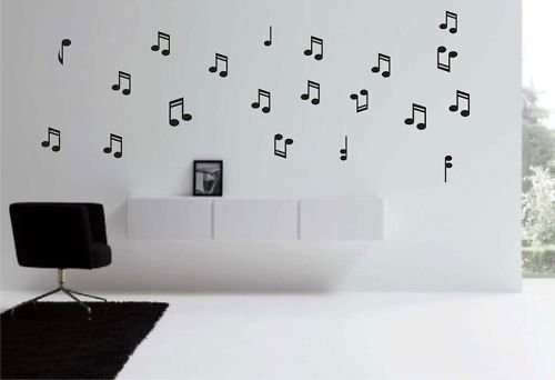 Music Notes Vinyl Wall Decal - White