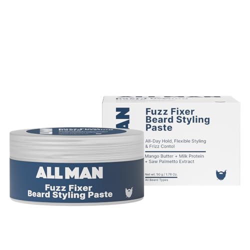 Image of ALL MAN Fuzz Fixer Beard Styling Paste, Strong Hold Cream Wax, With Mango Butter & Milk Protein for Strong Hair | 50g