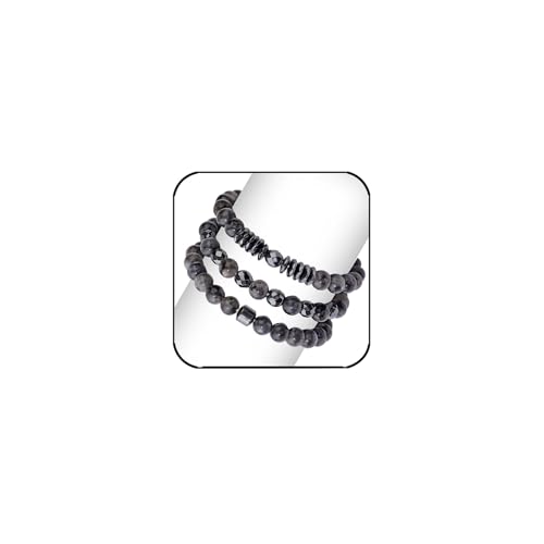 FOSLXIN Pulsera con Cuentas para Hombre, Pulseras de Piedra Multicapa para Hombre, Pulsera Elástica de ónix Negro, Pulseras Elásticas con Cuentas Ajustables para Hombres, Regalos (purpurina)