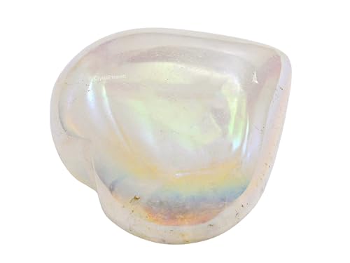 Image of Crystal Heaven Certified Aura Quartz Heart Palm Pebbles Stones For Anxiety Stress Relief Massage-Aaa Grade Original Healing Gemstone Agate Heart Palm Stone For Yoga Meditation Spiritual