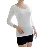 [白鷺ニット] 素肌ドライ 8分袖 長袖 汗取りインナー シャツ パット付き レディース 春夏 肌着 婦人 L9820T-E L ホワイト
