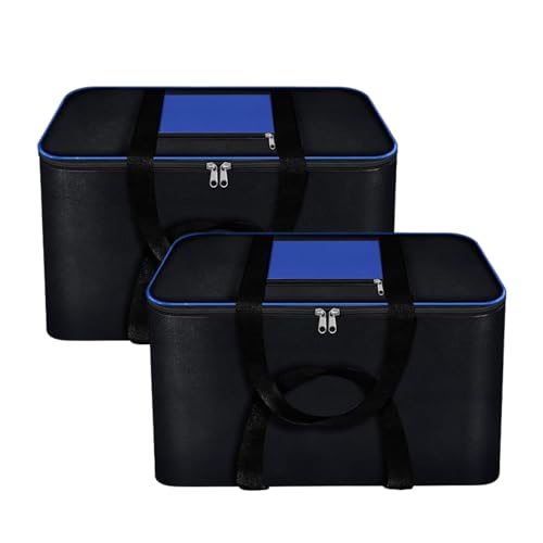 Image of Storage Bags for Blanket, Clothes, Toys and Bed Sheet Cover Bag - Underbed Large Size Black Cover Bags (54 x 46 x 28 cm) (Blue, Pack of 2)