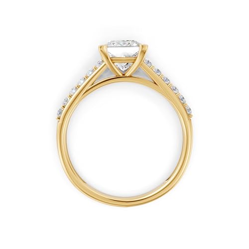 INDRI 10k Solid Gold Moissanite Engagement Ring for Women 6mm 1 Carat Princess Cut Solitaire - Certified Square Moissanite Promise Ring, Solid White Yellow Gold (G Color VVS1 Quality)3