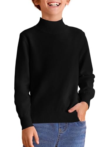 Haloumoning Boys Turtleneck Sweater Kids Fashion Long Sleeve Knit Pullover Sweaters 5-14 Years