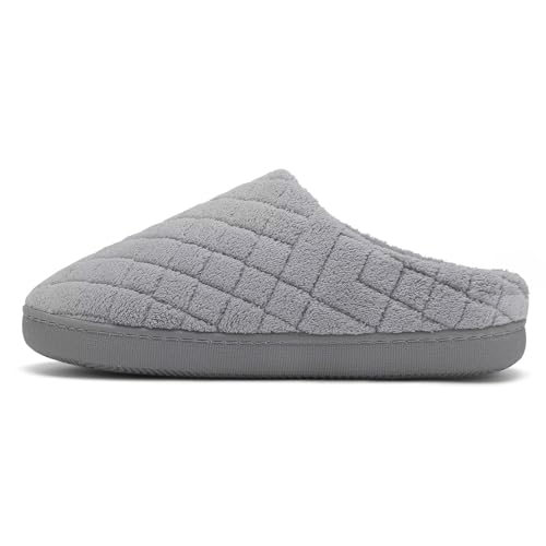 TUOBUQU Women's Memory Foam Slippers Warm Cozy Soft Lightweight House Shoes for Indoor & Outdoor Grey38/393