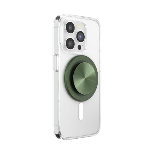 Image of PopSockets Phone Grip Compatible with MagSafe, Phone Holder, Wireless Charging Compatible - Alum Radial Olive