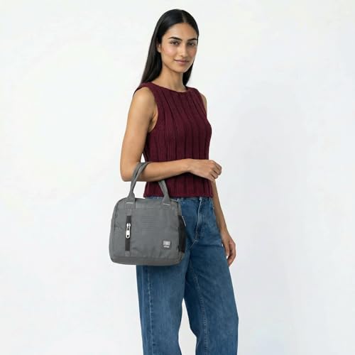 Image of Fluxy Lunch Bag for Men & Women | 7.4L Lunch Tote for Office, School & Travel | Durable 1000D Polyester Lunch Carrier with Zipper & Multiple Pockets | Reusable Tiffin Bag (Grey, 22 cm)