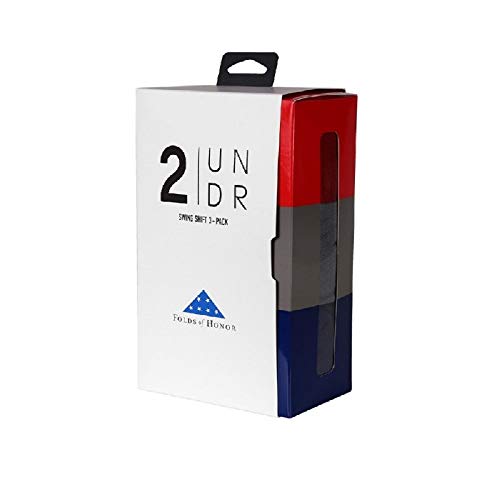 2UNDR Swingshift - Mens Folds Of Honor Tri-Pack Boxer Brief (Large, RED/GREY/NAVY)