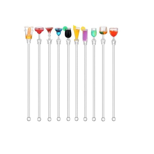 Acrilico Agitatori Cocktail Stirrer 23cm,10 Pezzi Bastoncino Mescolare Cocktail, Cucchiai da Cocktail Riutilizzabili Plastica Drink Agitazione Bastoncini per Bar Partito Cafe Frutta Succo