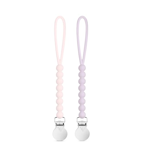 Image of Ryan & Rose Cutie Clip 2 Pack - Pacifier Clip Holder Silicone (Judy-Pink/Judy-Lilac)