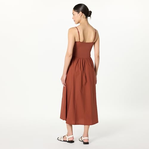 Image of The Drop Womens Robyn Mixed Media Spaghetti Strap Midi Dress