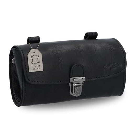 Gusti Satteltasche Leder - Wolfgang L. Lenkertasche Fahrradtasche Werkzeugtasche Aufbewahrungstasche Ersatzreifentasche Ledertasche Vintage Schwarz