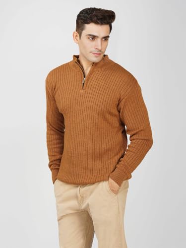 Image of LOQUE Men's Wool Blend Selection Sweater Half Zip High Neck Pullover Warm Casual Winter Wear for Office and Travel