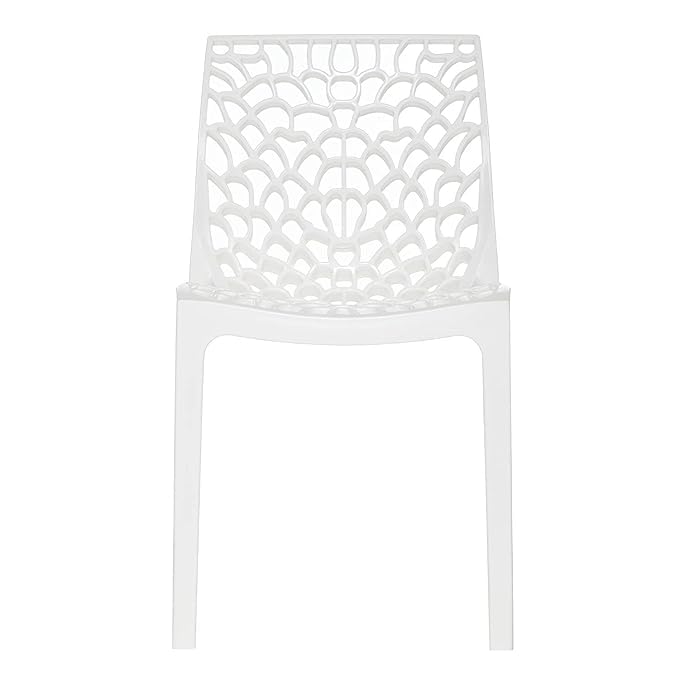 Image of Supreme Web Plastic Chair |Armless Chair for Dining Room Set, Home, Cafe & Outdoor Use |Weight Bearing Upto 220kgs(Color: White; Set of 4)