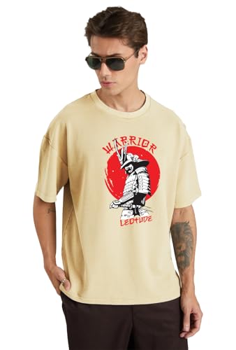 Image of LEOTUDE Men's Cotton Trendy Oversized Round Neck Printed T-Shirt Combo (Pack of 3)