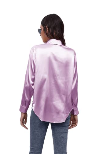 Image of Bowrain Satin Silk Fabric Spread Collar Full Sleeve Top Shirt for Women and Girl