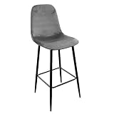 Sgabello da bar in velluto con gambe in metallo
