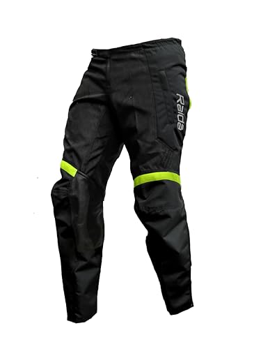 Image of Raida Trailcraft Off-Road Pants | MX & Trail Ride | Lightweight | Abrasion-resitant Fabric | Heat Sheild Panel | (in, Alpha, 4XL, Black /Hiviz)