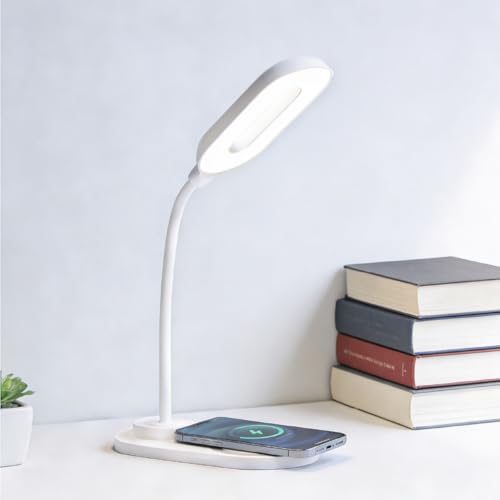 Image of Lifelong LED Study Lamp with Wireless Charging for Phone, AirPods| Touch Control Table Lamp with 3 Light Modes | Eye-Caring Study Lamp with Flexible Gooseneck|LED Desk Light for Home, Office & Bedroom