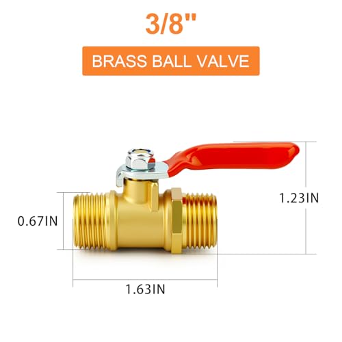 Image of GASHER 3PCS 3 /8 Inch Brass Mini Ball Valve, Shut Off Valve, 3 /8 Inch MNPT Thread Pipe Fitting