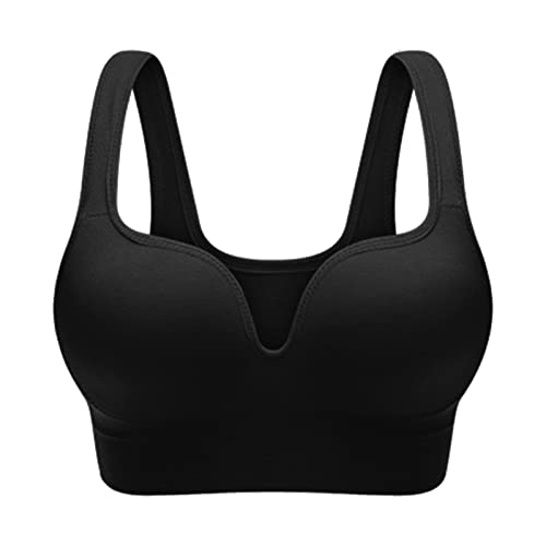 Genérico Sujetador Deportivo sin para Dormir Mujer sin ni Relleno diseño Espalda en U Ideal para Yoga y Descanso Diario (Black, XXXL)
