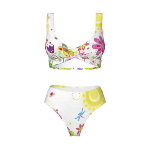 Bikini con estampado de mariposas y libélula de tejido elástico Ssun 7