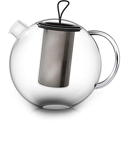 Creano Tetera JUMBO, Tetera de Vidrio en 3 Piezas en un Juego de Tetera con Filtro Integrado de Acero Inoxidable y Tapa de Vidrio | 1,5L - Imagen 6