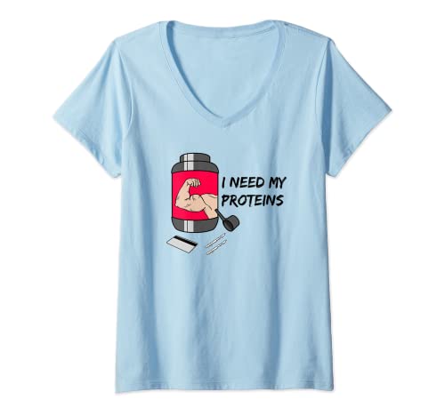 Damen I need my proteine - weight training fitness gym addicted...