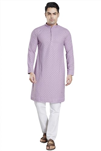 Image of DIVISIVE Men's Sequince Embroidered Cotton Blend Slim Fit Kurta Pyjama Set