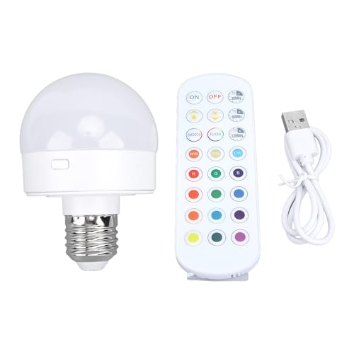 NBVGHPSRW Bombilla magnética E26, bombilla LED recargable con pilas con control remoto, bombilla RGB regulable para dormitorio, luz de respaldo de emergencia para cortes de energía,